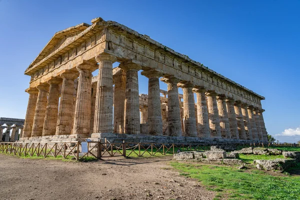 Spojrzenie Niesamowitą Świątynię Paestum Włochy — Zdjęcie stockowe