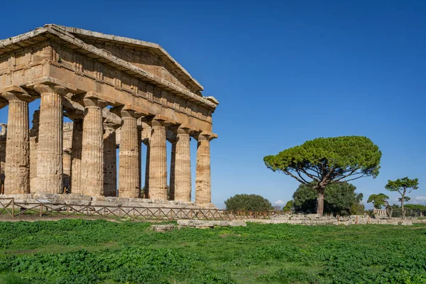 Spojrzenie Niesamowitą Świątynię Paestum Włochy — Zdjęcie stockowe