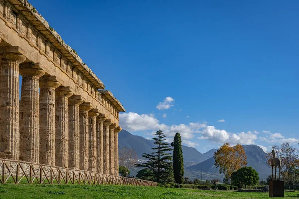 Spojrzenie Niesamowitą Świątynię Paestum Włochy — Zdjęcie stockowe