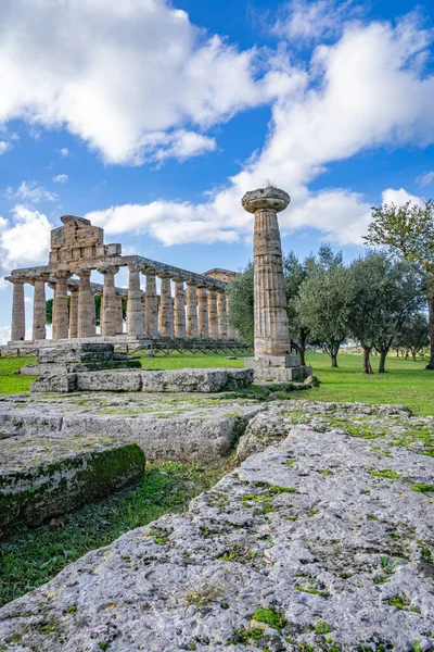 Дивовижний Храм Афіни Пестумі Італії — стокове фото