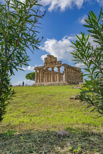 Wspaniała Świątynia Ateny Paestum Włochy — Zdjęcie stockowe