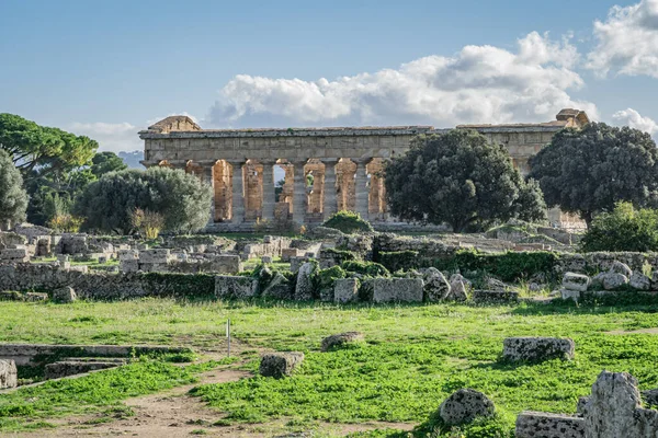 Regard Sur Temple Incroyable Paestum Italie — Photo