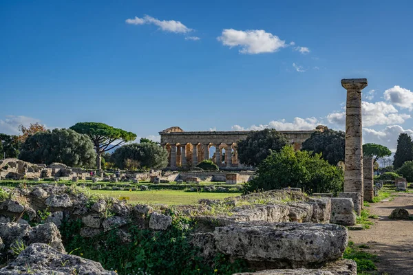 Regard Sur Temple Incroyable Paestum Italie — Photo
