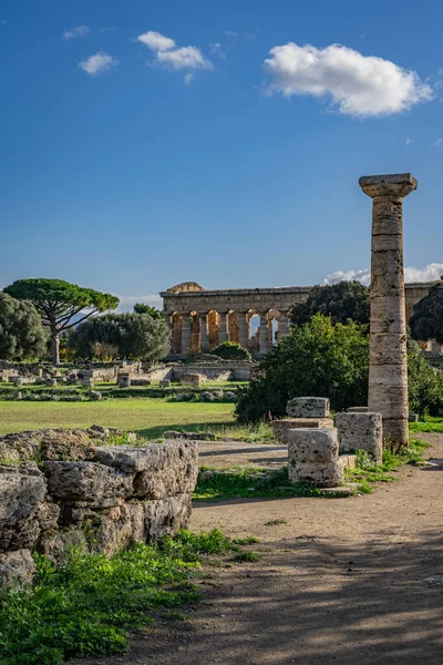 Regard Sur Temple Incroyable Paestum Italie — Photo