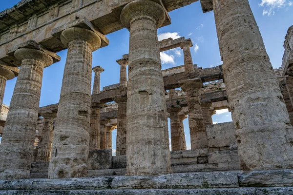 Spojrzenie Niesamowitą Świątynię Paestum Włochy — Zdjęcie stockowe