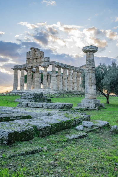 Impressionante Templo Athena Paestum Itália — Fotografia de Stock