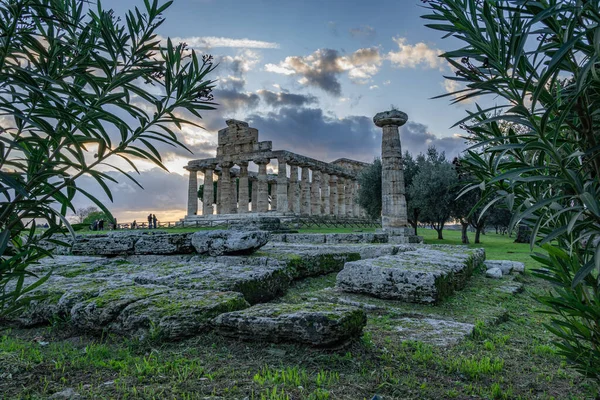 Wspaniała Świątynia Ateny Paestum Włochy — Zdjęcie stockowe