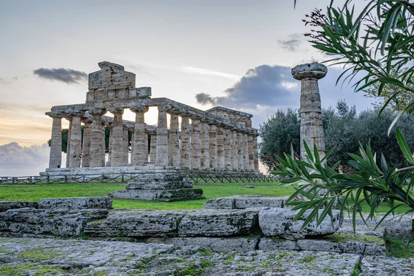 Impresionante Templo Atenea Paestum Italia — Foto de Stock