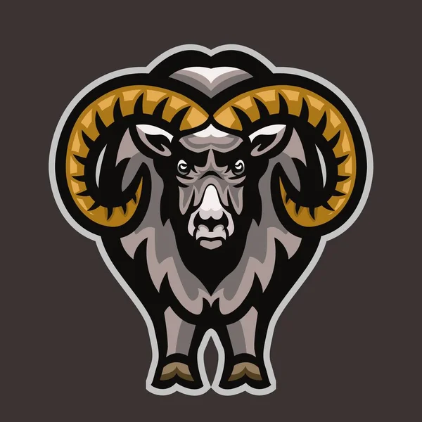 Ram, Keçi Maskotu takım logosu, renk çizimi.