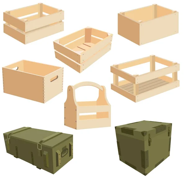 İzole ahşap paketler ya da tahta ve ordu kutuları.
