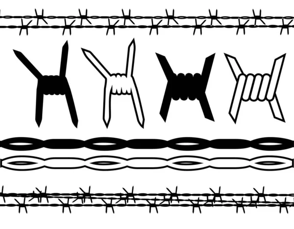 Beyaz Arkaplanda siluetle izole edilmiş dikenli tel