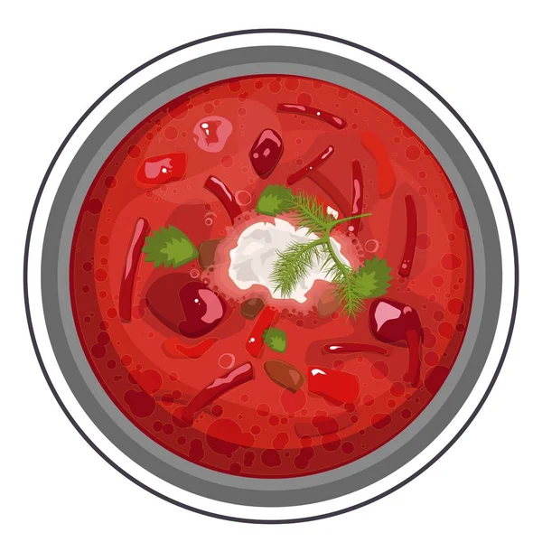 Traditionell rysk ukrainsk borscht. Traditionell rysk mat från Ukraina. — Stock vektor