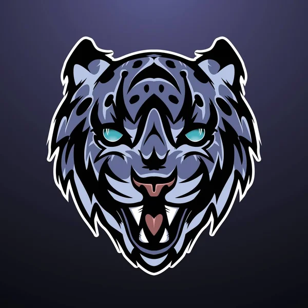 Kar Leoparı Maskotu Renkli Logo Vektörü İllüstrasyonu