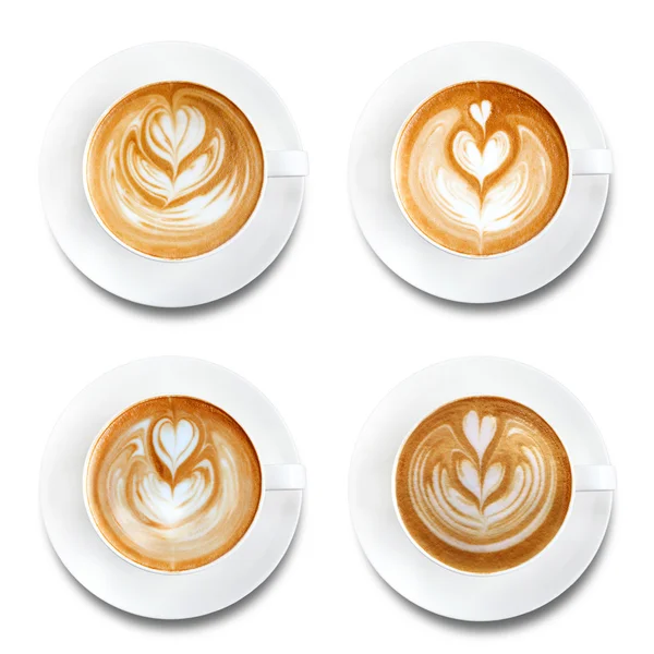Café de arte latte aislado sobre fondo blanco — Foto de Stock