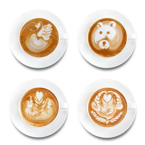 Latte art kaffe isolerad på vit bakgrund — Stockfoto