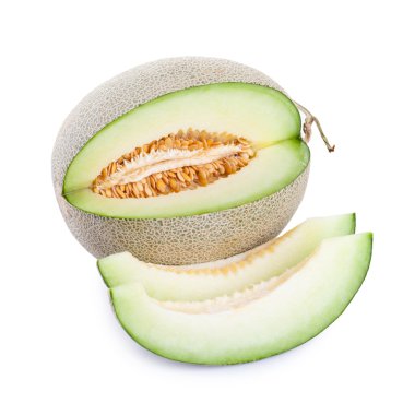 Beyaz arka plan üzerinde izole yeşil kavun meyve