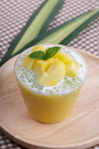 Thai dessert of tapioca pearls pudding with mango — Stock Photo, Image