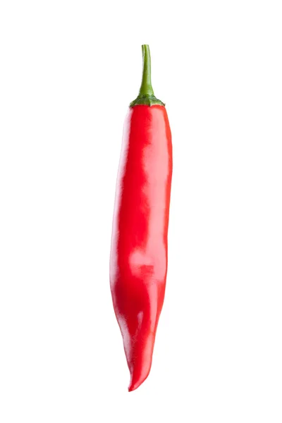 Pimenta caiena vermelha ou pimenta malagueta isolada sobre fundo branco — Fotografia de Stock