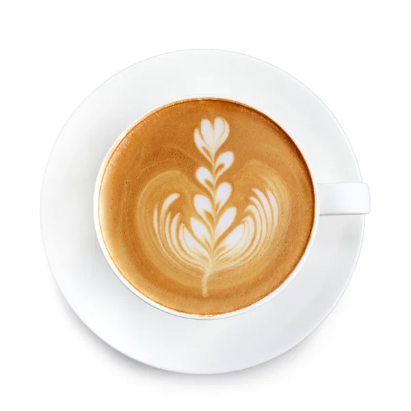 Ovanifrån latte konst kaffe — Stockfoto