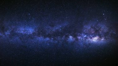 Panorama Samanyolu Gökadası, uzun pozlama fotoğraf, tahıl ile.