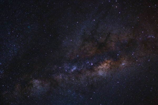 Milky way galaxy with stars and space dust in the universe.Comet 252P / LINEAR is left of and below Saturn
