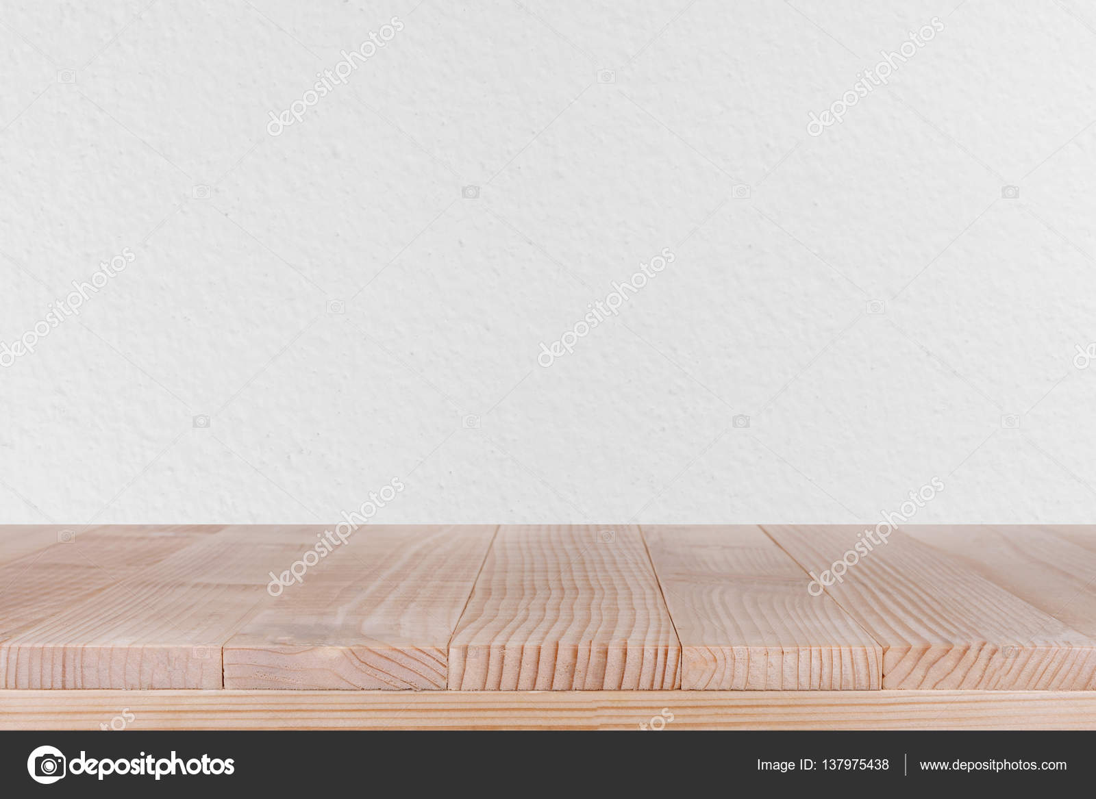 Brown Wood Table Top On White Concrete Wall Background Can Be Used For Display Your Products Stock Photo Image By C Sripfoto 137975438