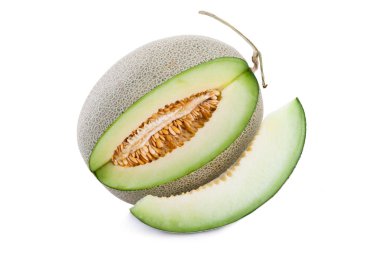 Beyaz arka plan üzerinde izole yeşil kavun meyve