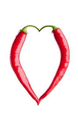 Kırmızı biber ya da kırmızı biber beyaz arkaplanda izole edilmiş.