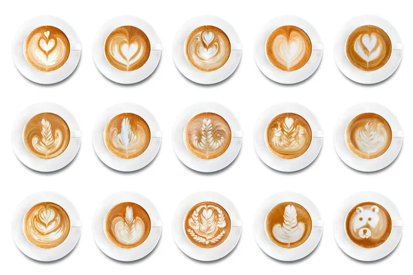 Café arte latte sobre fondo blanco.Colección . — Foto de Stock