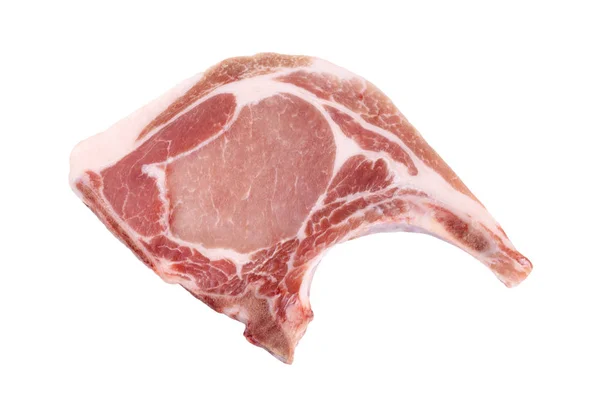 Costoletta di maiale fresca su sfondo bianco — Foto Stock