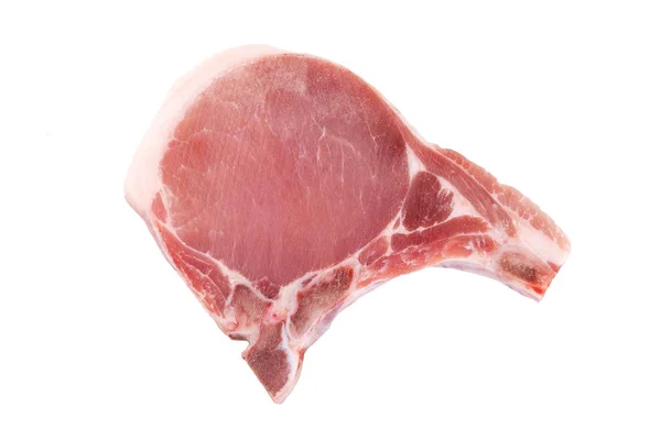 Chuleta de cerdo fresca sobre fondo blanco — Foto de Stock
