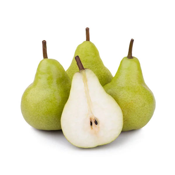 Ripe green pears isolated on white background — Stock Photo, Image