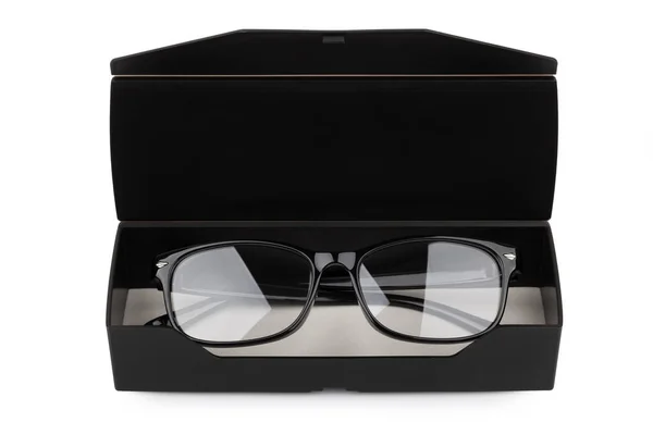 Brille in Box isoliert auf weißem Hintergrund — Stockfoto