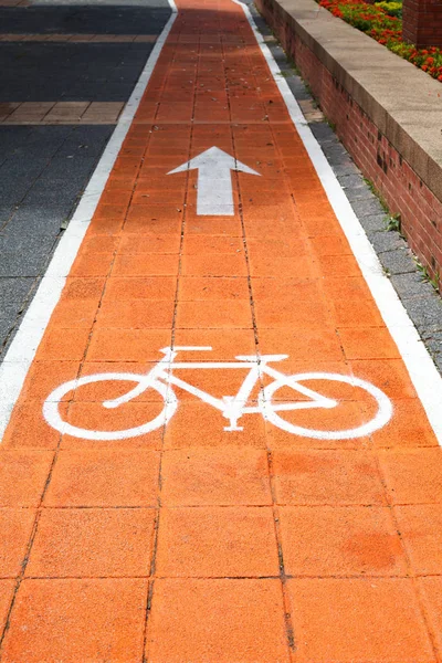 Bike lane and white bike symbol