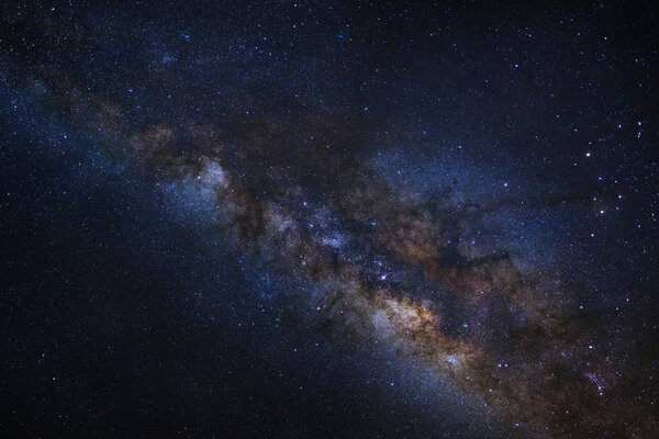 Close-up of Milky Way Galaxy, Long exposure photograph, with gra