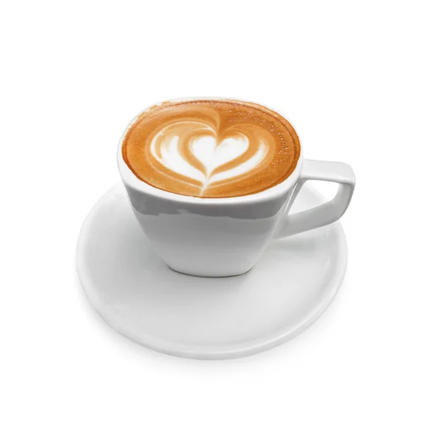 Latte art coffee on white background — Stok Foto