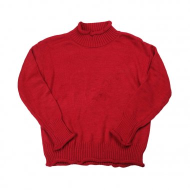 Whit üzerinde kırmızı kazak kış sezonu için giyim izole moda