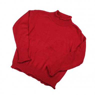 Whit üzerinde kırmızı kazak kış sezonu için giyim izole moda