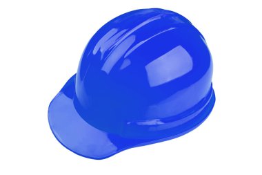 Beyaz zemin üzerine mavi güvenlik kask