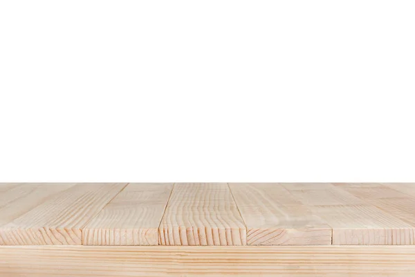 Tampo de mesa de madeira no fundo verde bokeh - pode ser usado para montagem ou exibir seus produtos — Fotografia de Stock