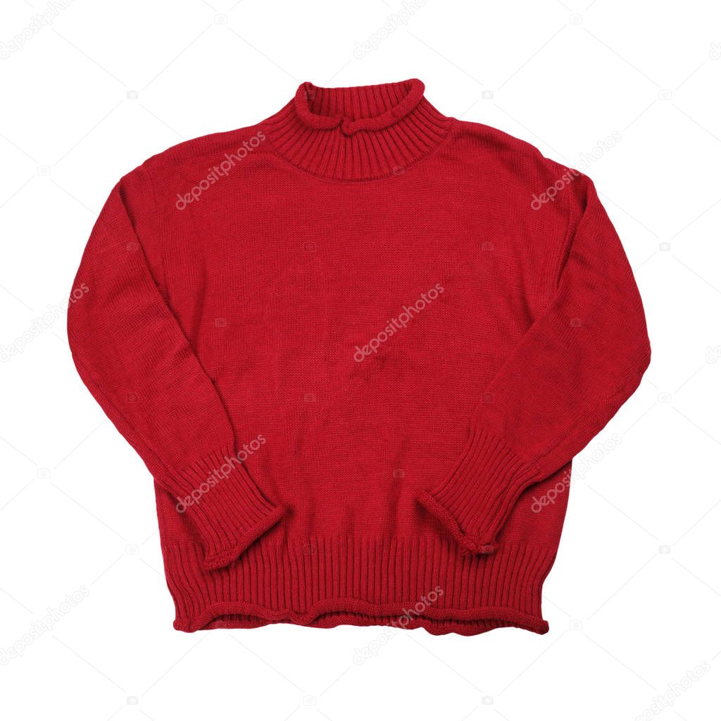 Fashion red sweaters clothing for winter season isolated on whit