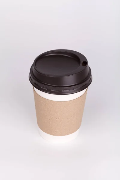Take-out coffee with cup holder on white background — Stock Photo, Image