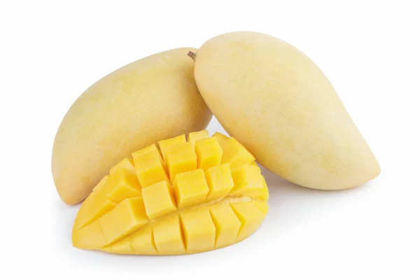 Fruta de manga amarela no fundo branco — Fotografia de Stock