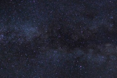 Yıldızlı gece gökyüzü, yıldızlar ve uzay tozu ile Samanyolu 