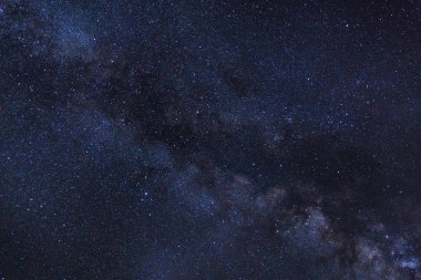 Yıldızlı gece gökyüzü, yıldızlar ve uzay tozu ile Samanyolu 