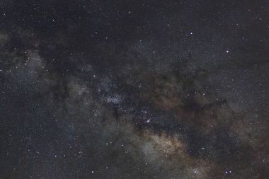 Yıldızlı gece gökyüzü, yıldızlar ve uzay tozu ile Samanyolu 