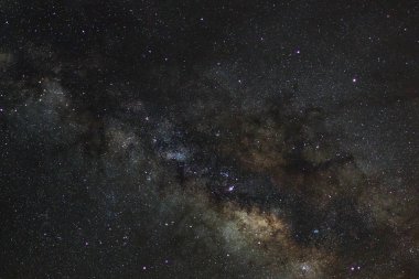 Yıldızlı gece gökyüzü, yıldızlar ve uzay tozu ile Samanyolu 