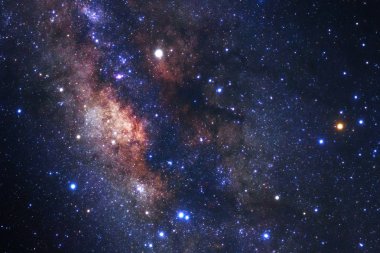 Samanyolu yıldız ve boşluk toz evrende, uzun