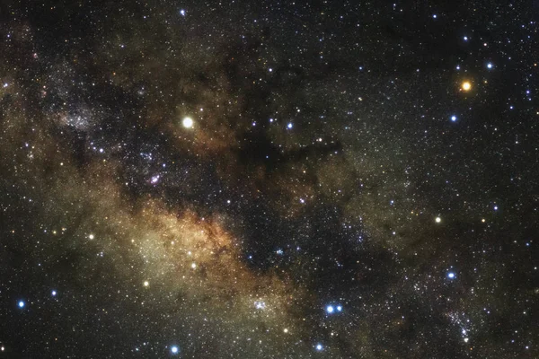 Melkweg met sterren en ruimte stof in het heelal, lang Stockfoto