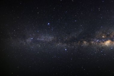 Yıldızlı gece gökyüzü, yıldızlar ve uzay tozu ile Samanyolu 